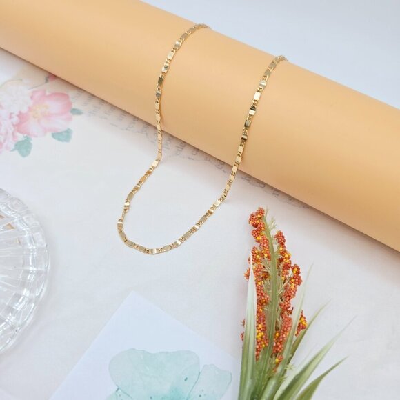 Rose Gold Flat Link Chain Necklace – 45+5cm / 17.7+2 Inch Adjustable, XPNL0021 - Picture 4 of 11